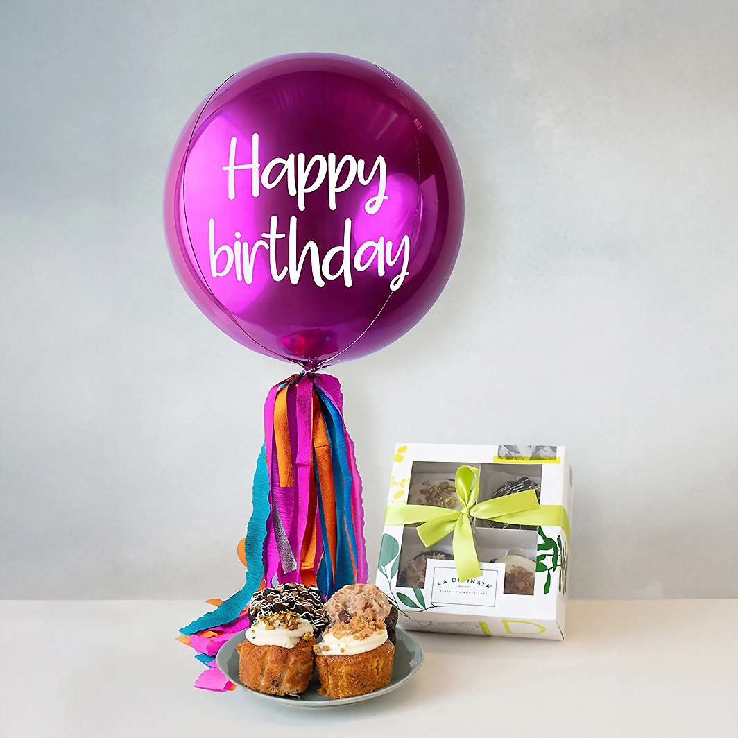 Globo Magenta y Muffins La Divinata 11839