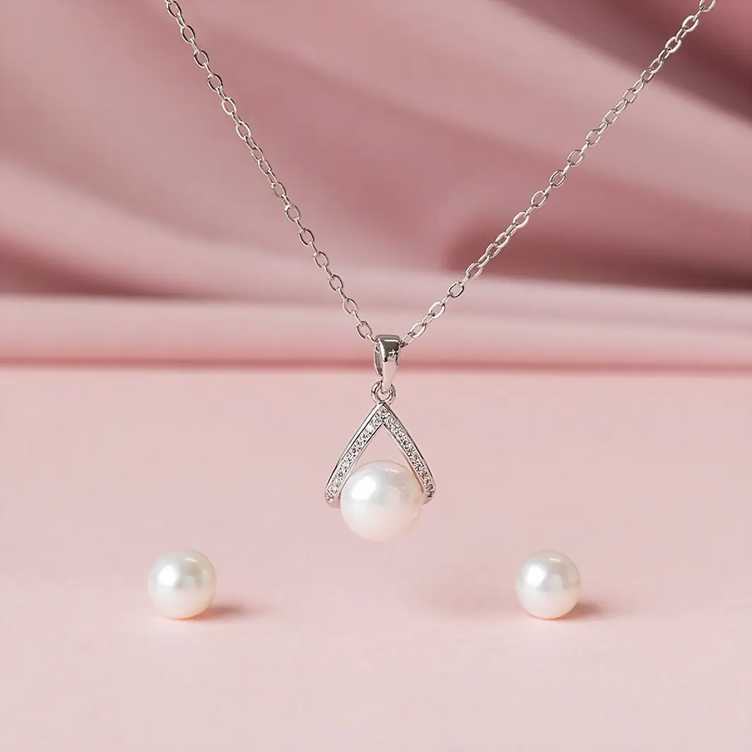 La Perla Silver Pearl Set 12008-A