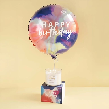 Vela y Globo Metálico Happy Birthday 12591