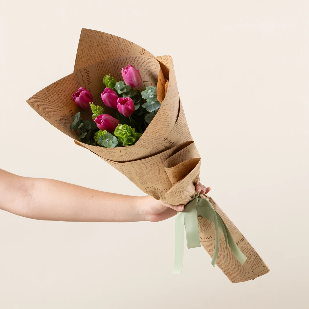 5 Fuchsia Tulips Bouquet 12605