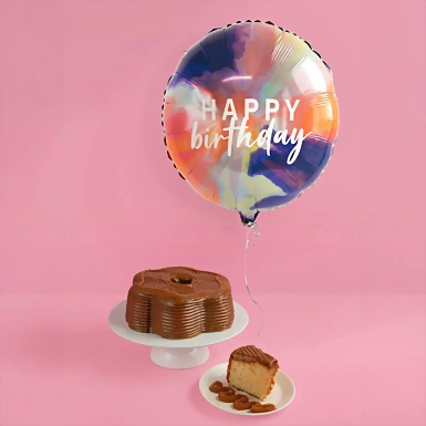 Globo Happy Birthday con Pastel Cajeta La Casita 12669