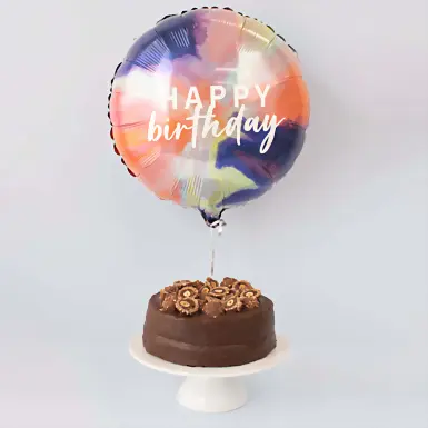 Globo Happy Birthday con pastel Ferrero Divinata 12670
