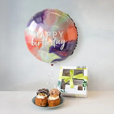 Muffins La Divinata y Globo Happy Birthday 12693