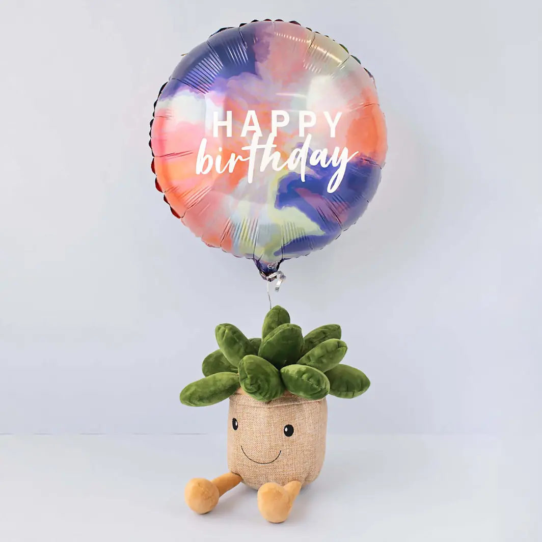 Succulent Plush with Birthday Balloon 12746