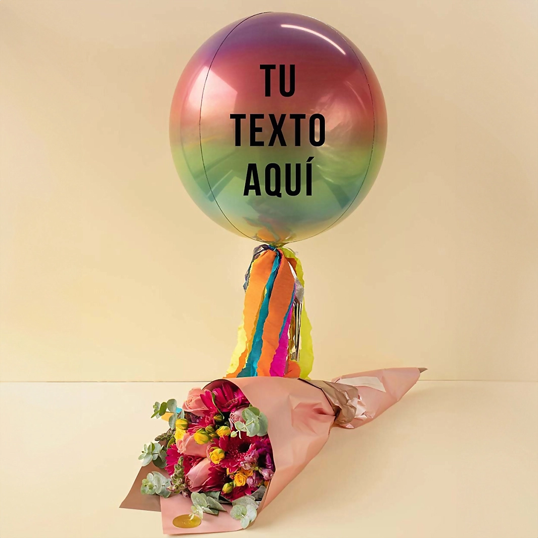 Globo Personalizado y Ramo de Gerberas 13520
