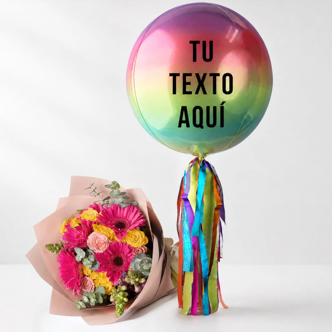 Globo Personalizado y Ramo de Gerberas 13520