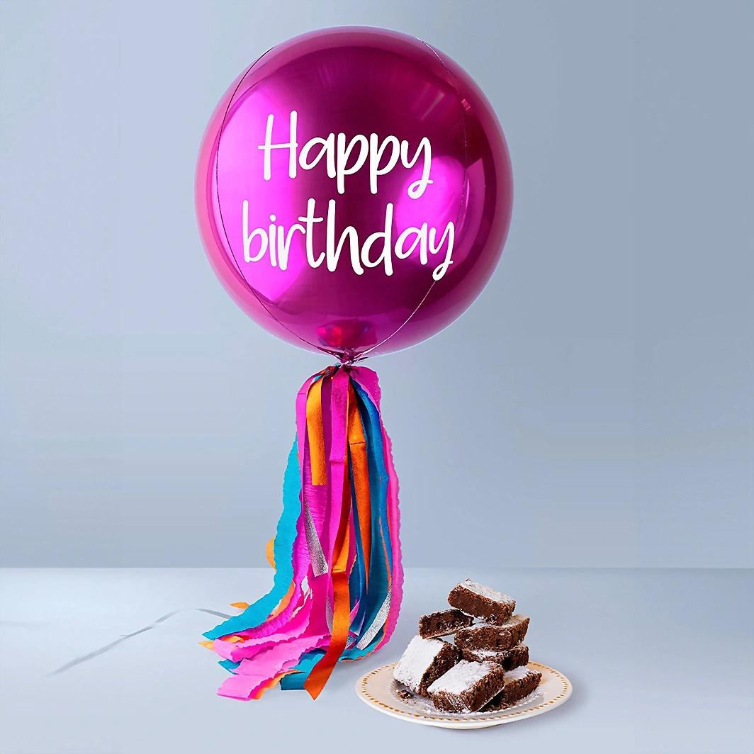 Magenta "Happy Birthday" Balloon and Brownies Tere Cazola 14893