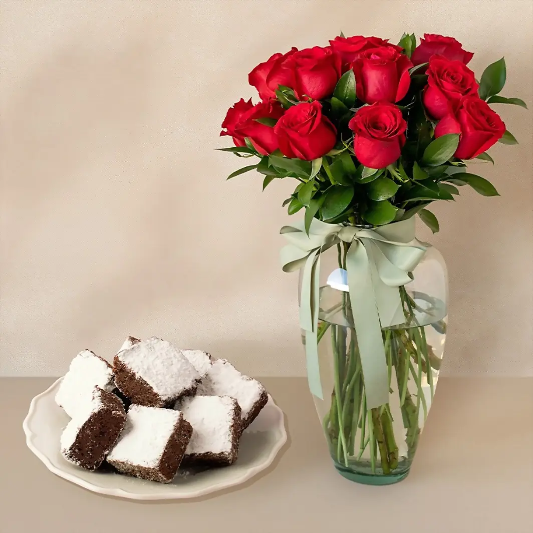 12 Rosas Rojas y Brownies Tere Cazola  16210