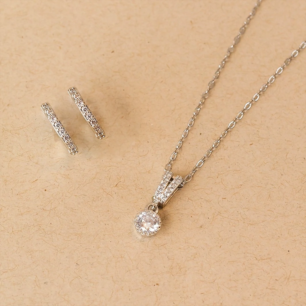 La Perla Zirconia Set with Hoop Earrings 16503-A