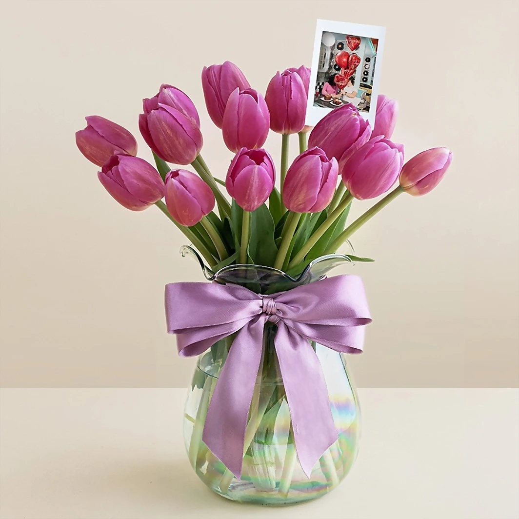 Personaliza con Mini Foto 15 Tulipanes Rosas 18116