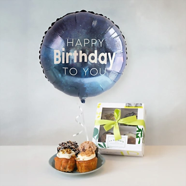 Muffins La Divinata y  Globo Happy Birthday 18578