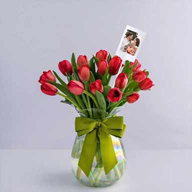 Personaliza con Mini Foto 15 Tulipanes Rojos 18786