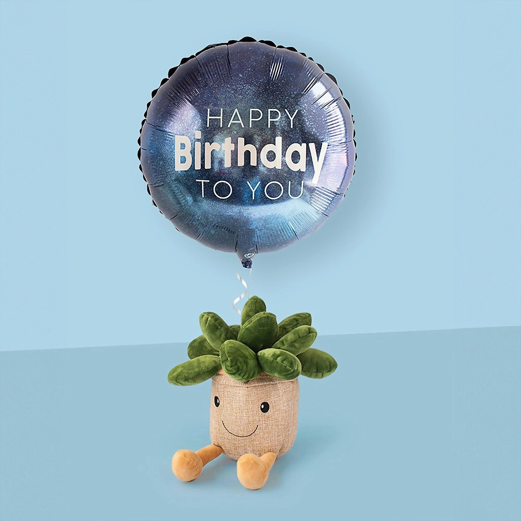 "Sucu" Suculento Pelusa con Globo de Cumpleaños 18836