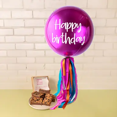 Brownies y Globo Magenta Happy Birthday 18878