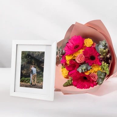 Personaliza Marco Blanco con Ramo de Gerberas 19066