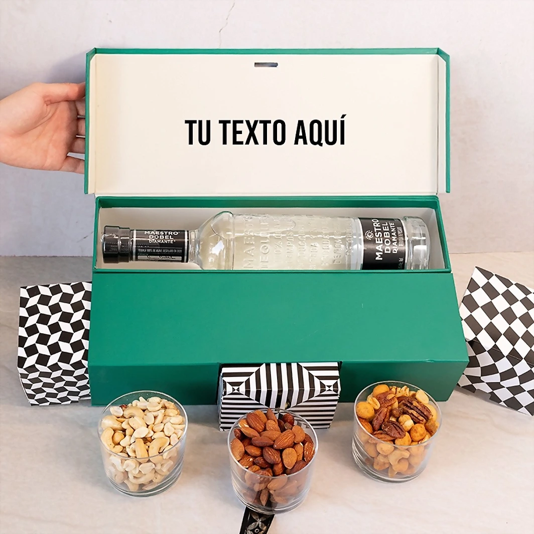 Personalize Basket with Dobel Diamante Tequila and Snack 19090-P