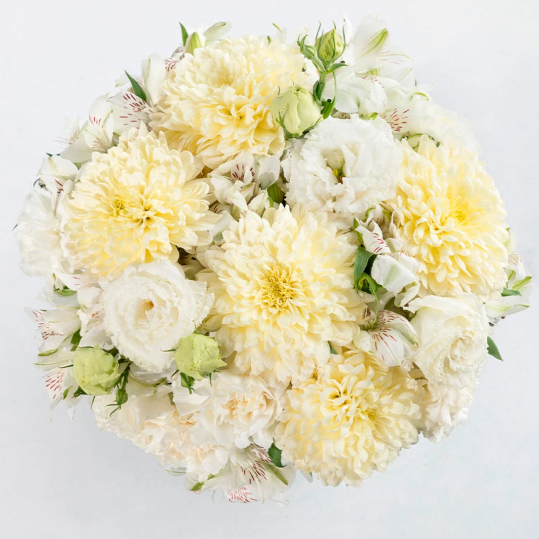 White Carnations with White Lisianthus in a Bouquet 19196