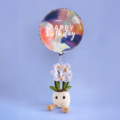 Globo Cumpleaños con Orquídea Peluche 19297