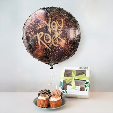 Globo "You Rock" y Muffins La Divinata 19347