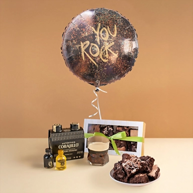 Corajillo & Brownies Divinata con Globo "You Rock" 19353