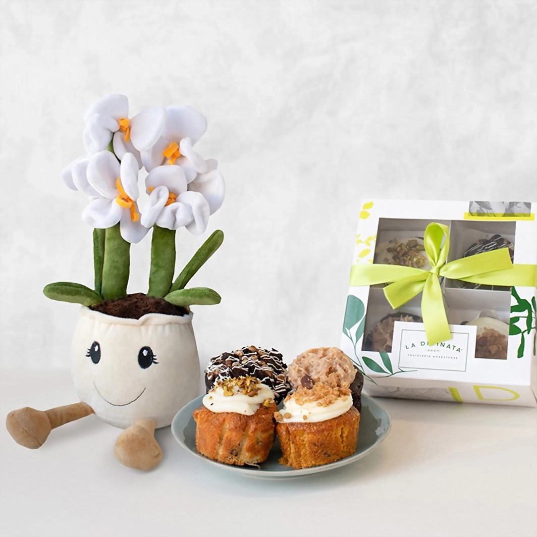 Orquidea de Peluche con Muffins La Divinata 19356