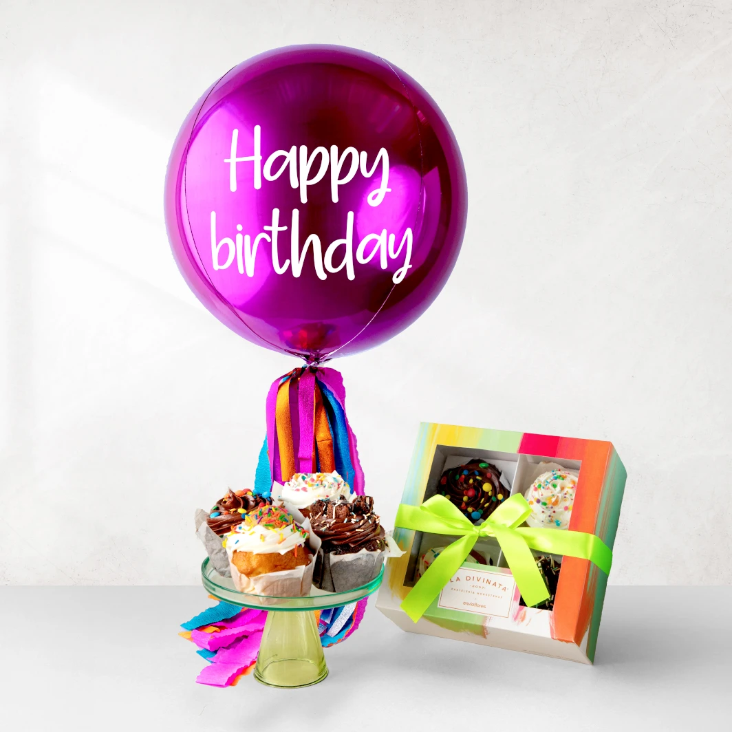 Magenta Balloon with Muffins La Divinata 19429