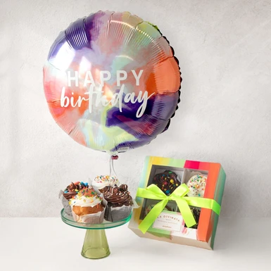 Muffins Cumpleañeros 4pz Divinata y Globo Happy Birthday 19431