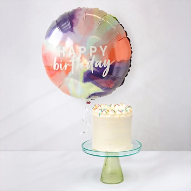 Pastel de Cumpleaños Mil Miel y Globo Happy Birthday 19488
