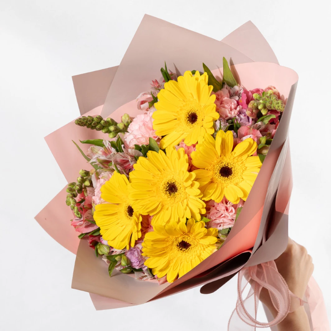 Rayos de Sol con Gerberas y Claveles 19555