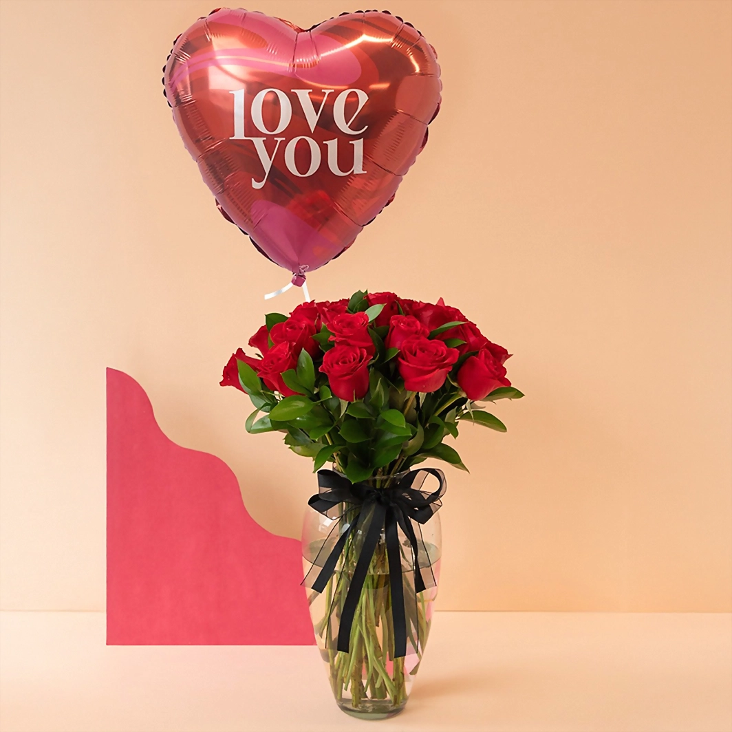 24 Roses with "Love You" Balloon 19790
