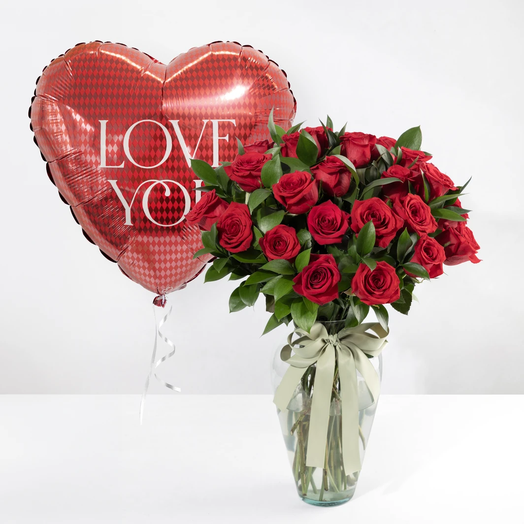 24 Roses with "Love You" Balloon 19790