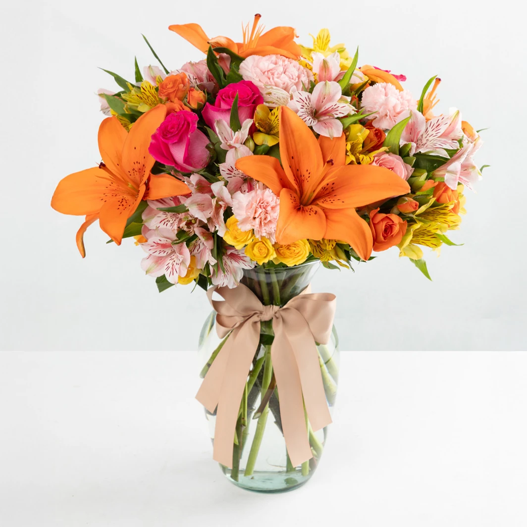 Arrangement of Roses and Orange Lilies 20171