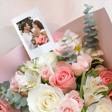 Personaliza Mini Foto con Ramo de 8 Rosas 20284