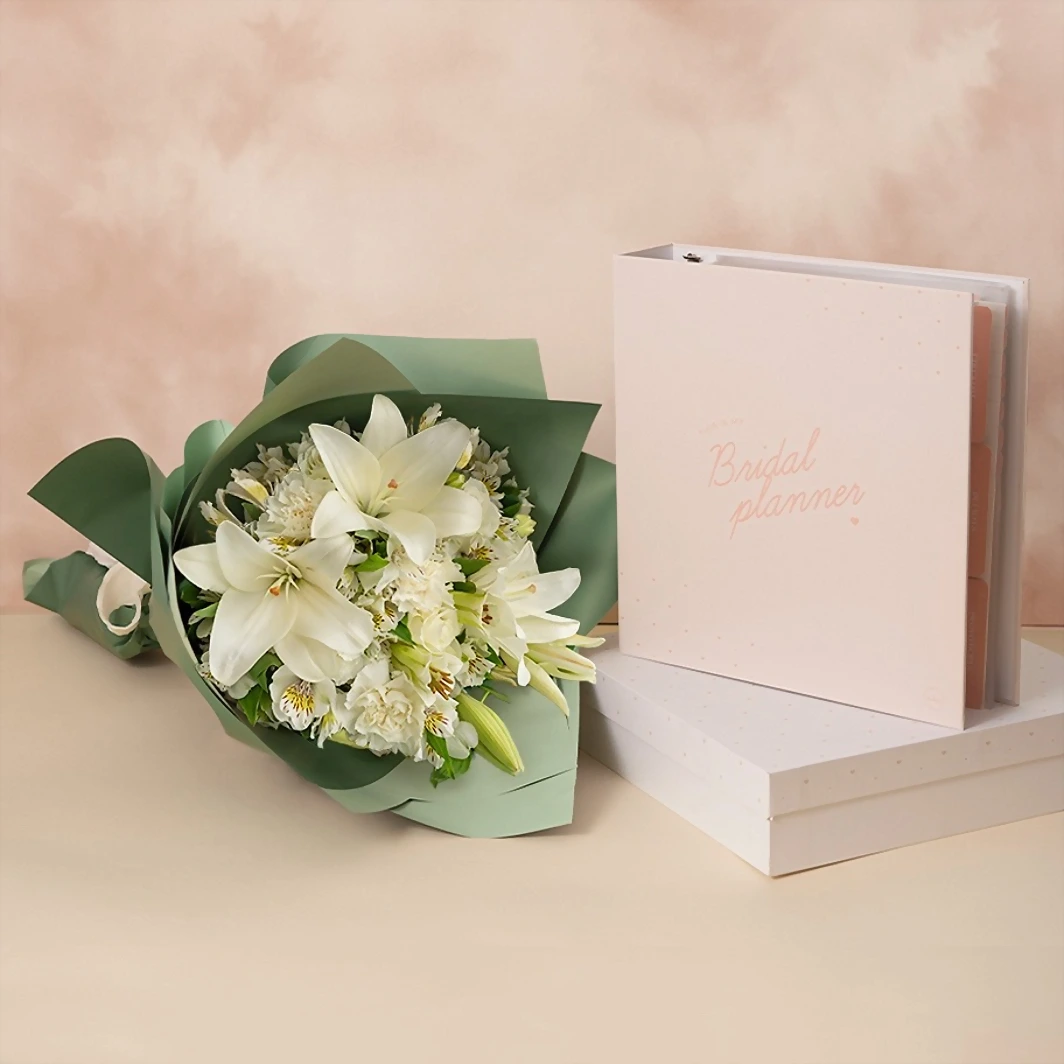 Wedding Planner with Bouquet of White Lilys 20558