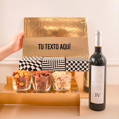 Personaliza Regalo con Vino Tinto y Botanas  20588-P