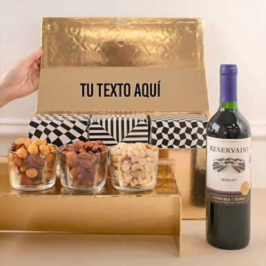 Personaliza Regalo con Vino Tinto y Botanas 20590-P