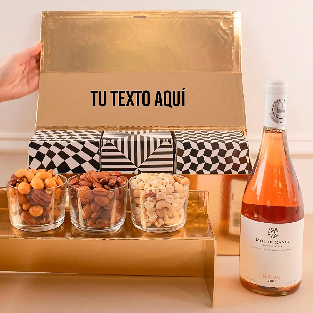 Personaliza Regalo con Vino Rosado y Botanas 20607-P