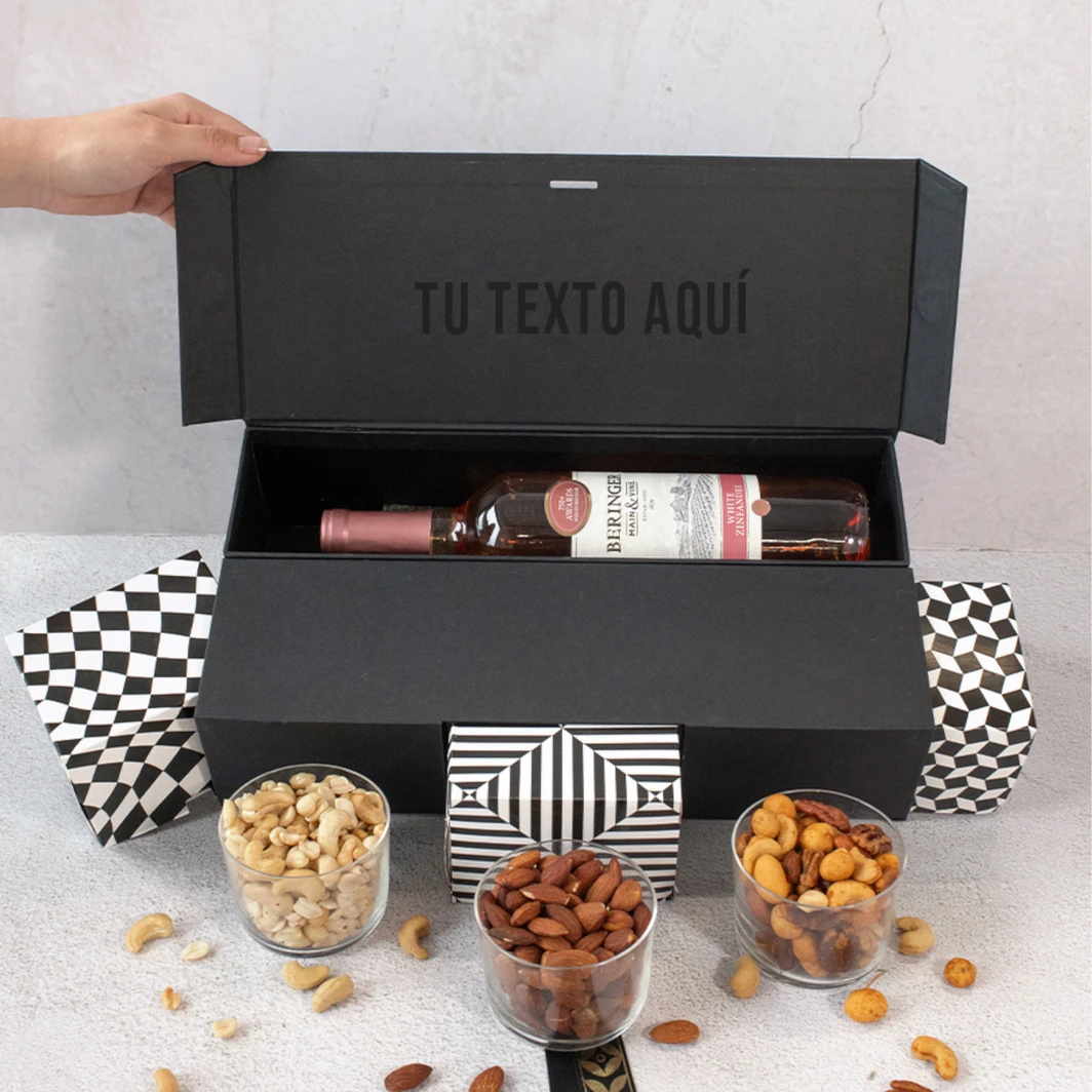 Personaliza Regalo con Vino Rosado y Botanas 20729-P