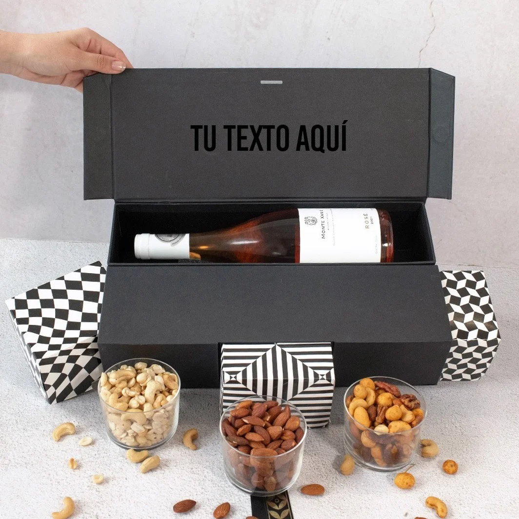 Personaliza Regalo con Vino Rosado y Botanas 20731-P