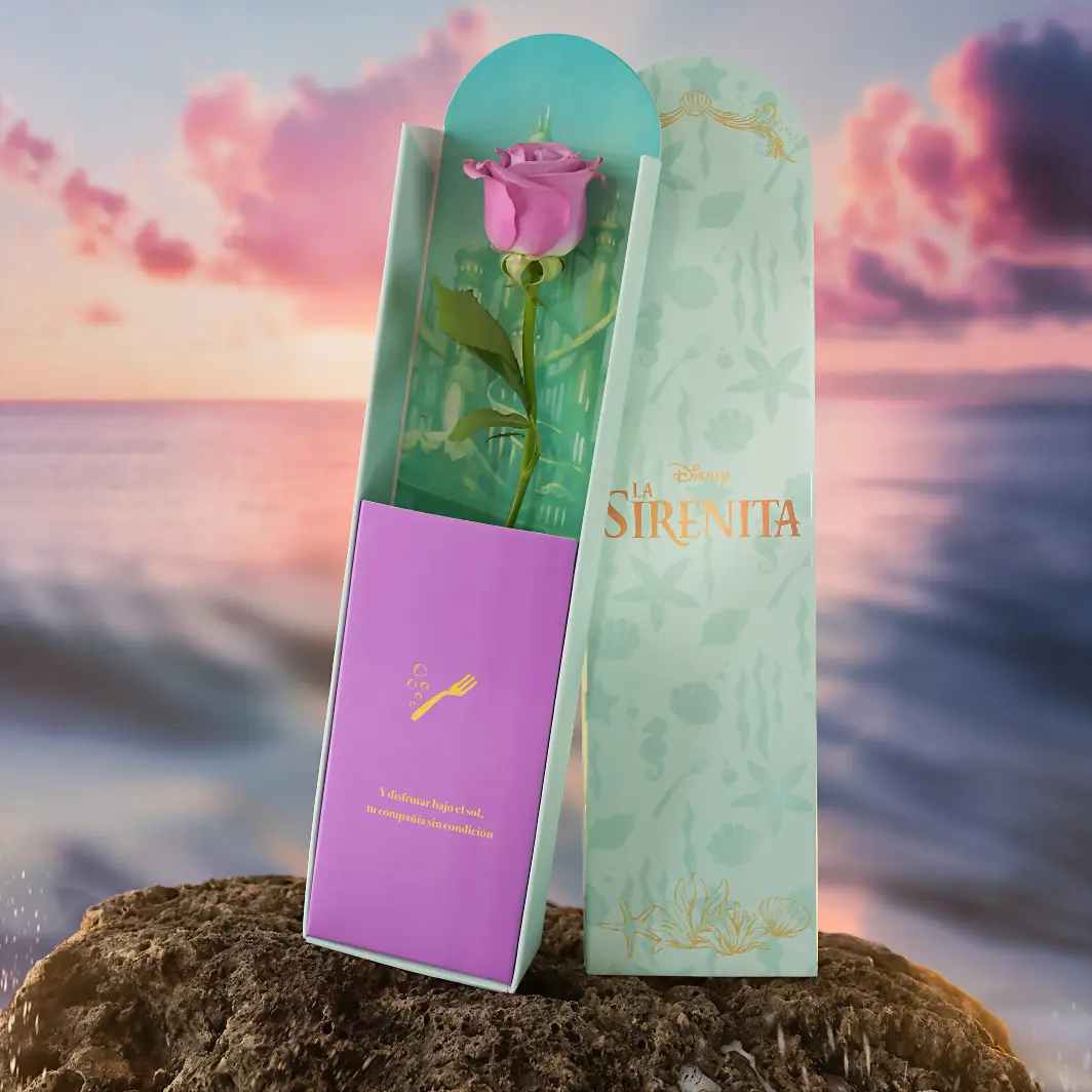 Caja Disney La Sirenita con Rosa Lila 20810