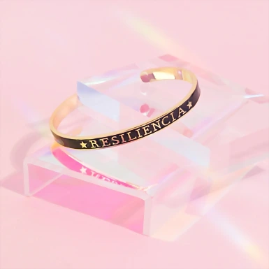 Cuff Negro "Resiliencia" Rosa Gitana 20832