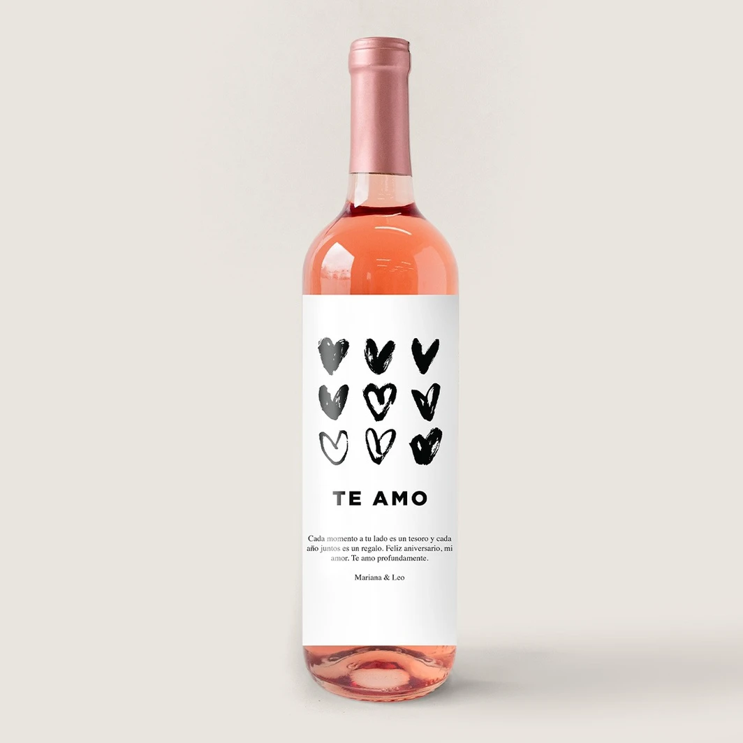 Vino Personalizado Rosado con Etiqueta "Te amo" 21132-P