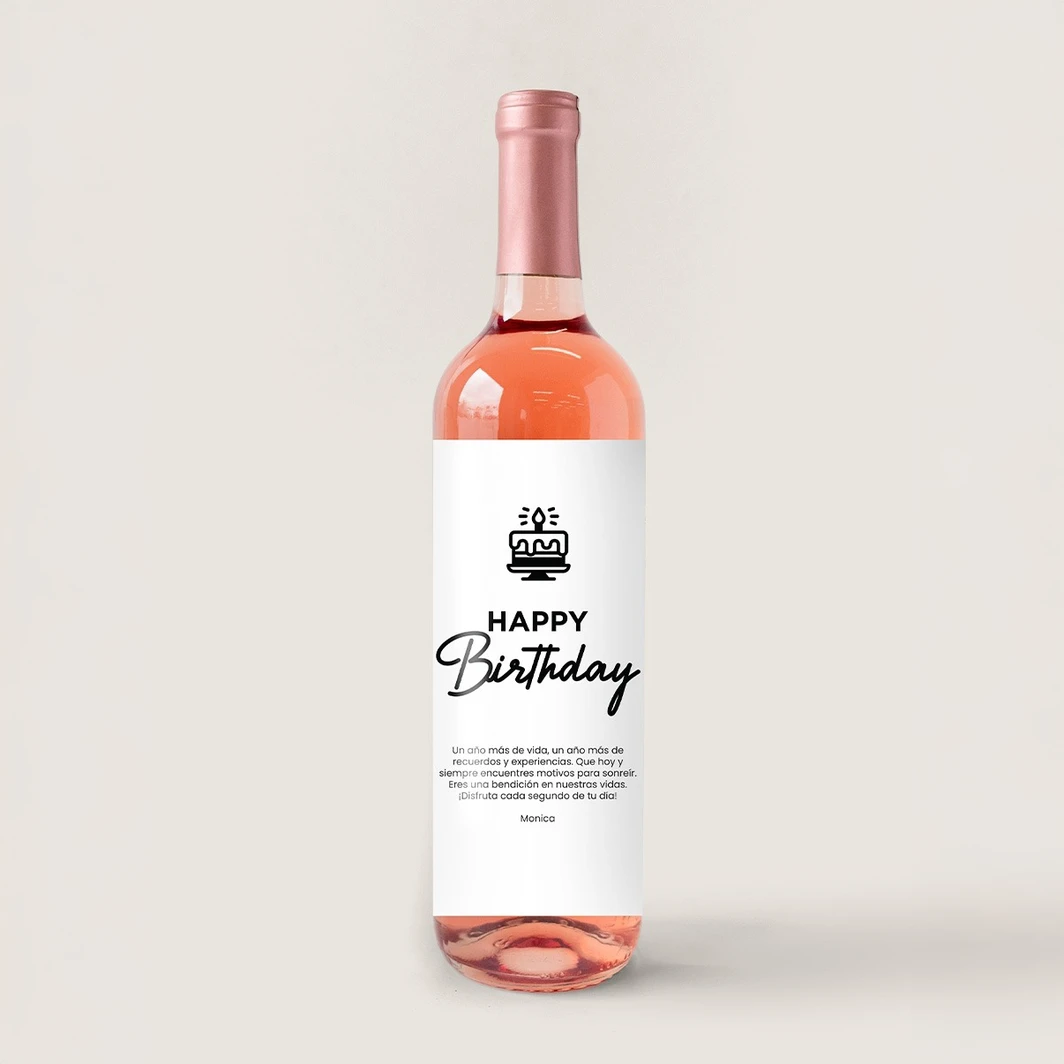 Vino Personalizado Rosado con Etiqueta "Happy Birthday" 21137-P