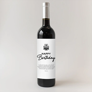 Personaliza Vino 3V con etiqueta "Happy Birthday" 21139-P