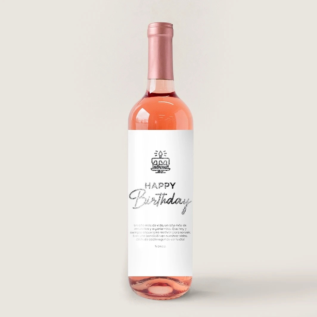 Vino Personalizado Rosado con Etiqueta "Happy Birthday" 21187-P