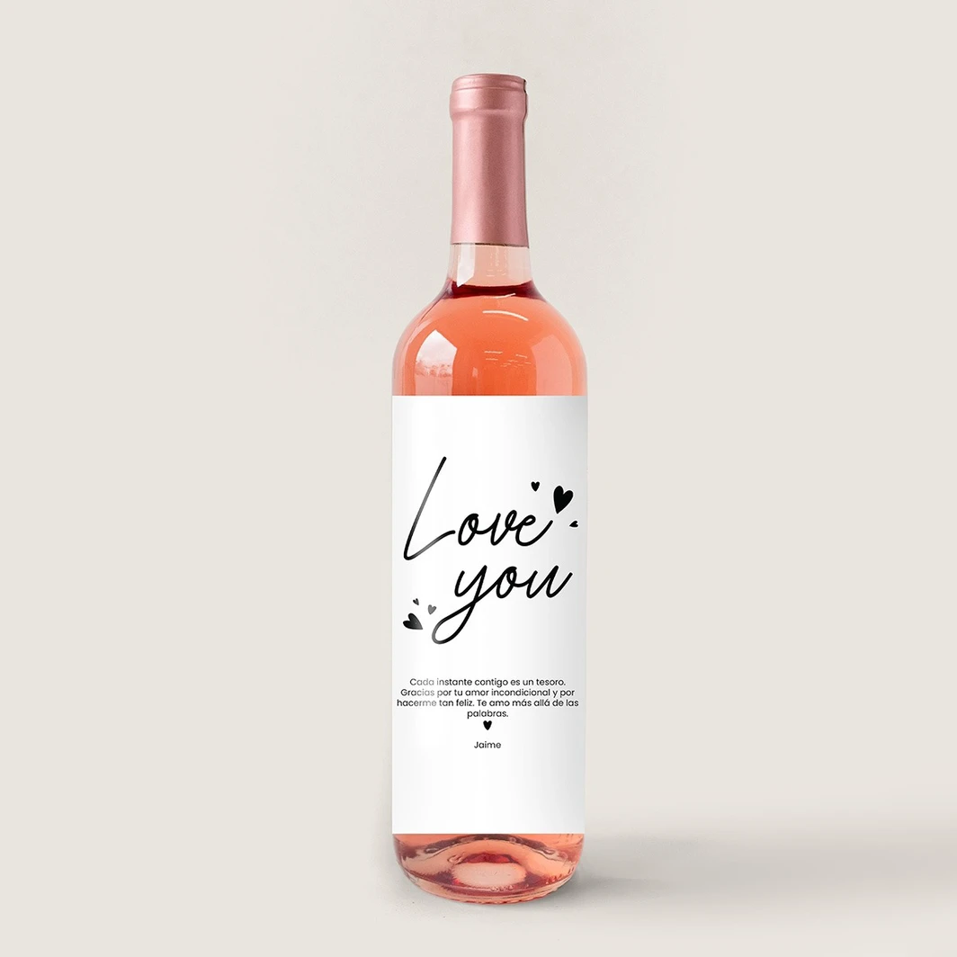 Personaliza Vino Beringer con etiqueta "Love you" 21191-P