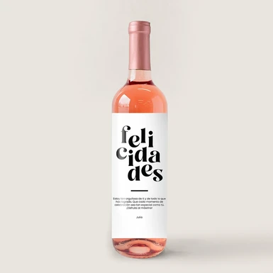 Vino Personalizado Rosado con Etiqueta "Felicidades" 21197-P