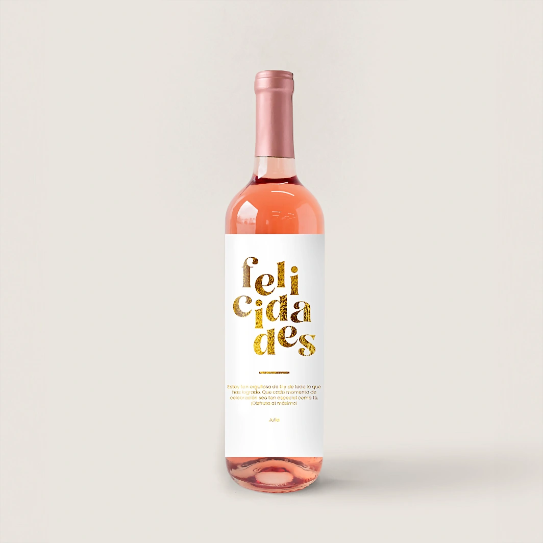 Personaliza Vino Beringer con etiqueta "Felicidades" 21198-P