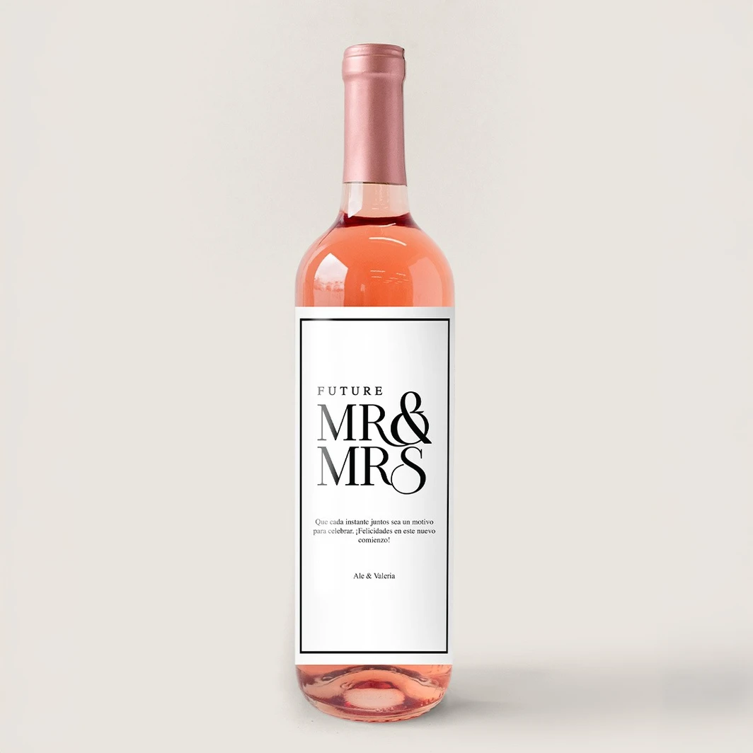 Vino Personalizado Rosado con Etiqueta "Mr&Mrs" 21204-P