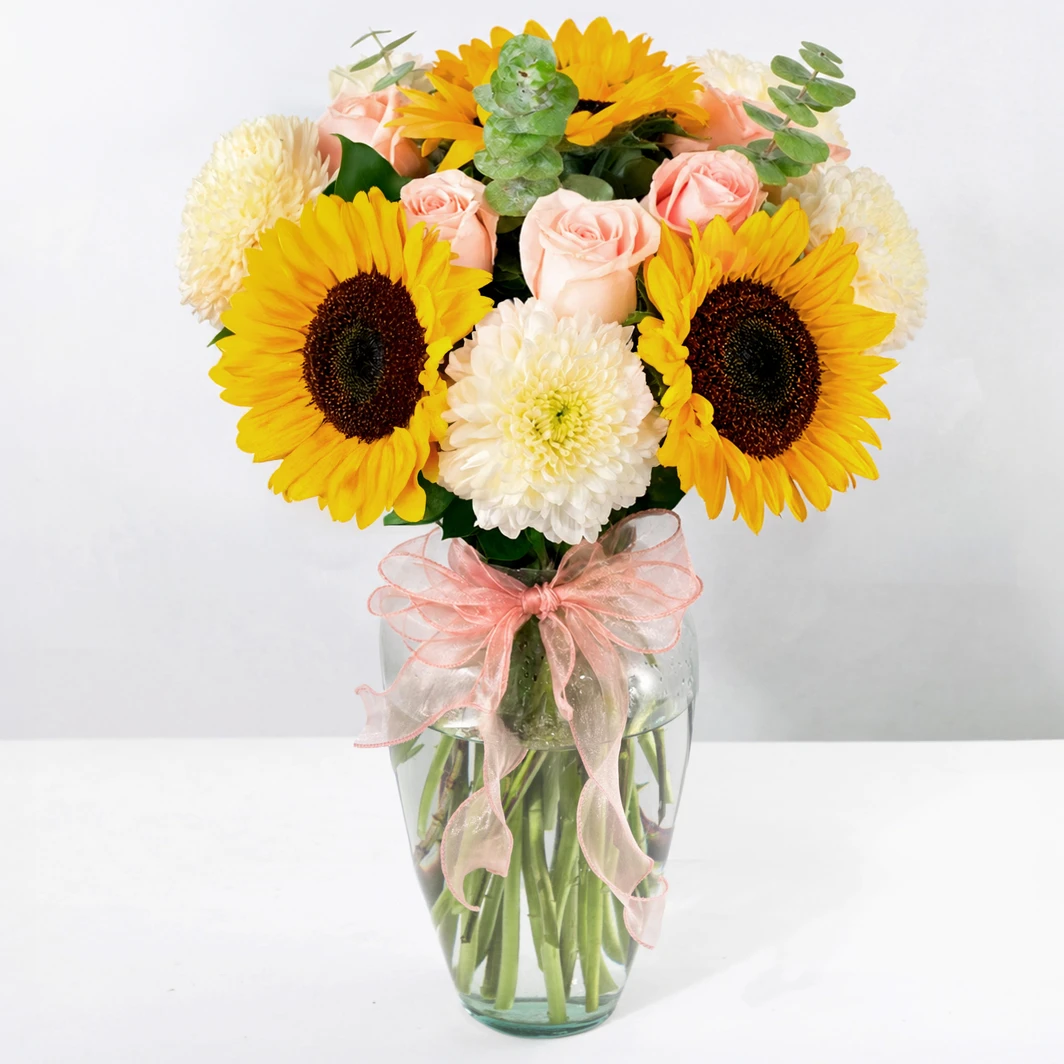 Arreglo de Rosas y Girasoles 21211